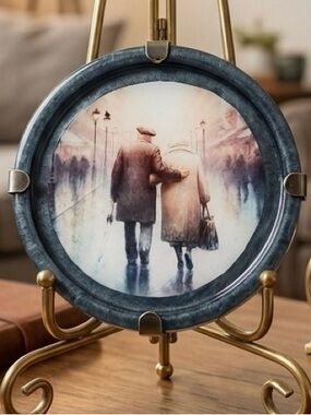 NORE'S NOVELTIES Handcrafted Round Decorative Serving Tray “LOVE INFINITY “